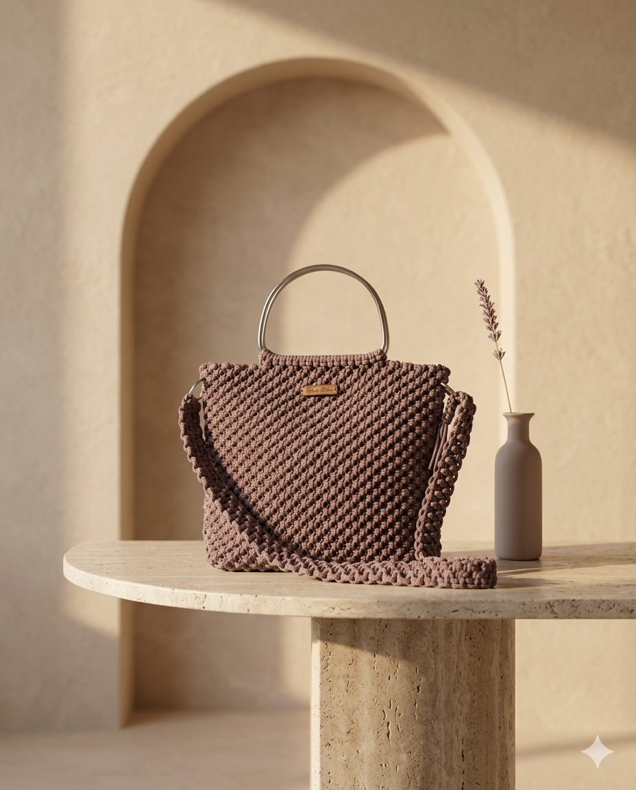 Tote Mauve Anses Metal