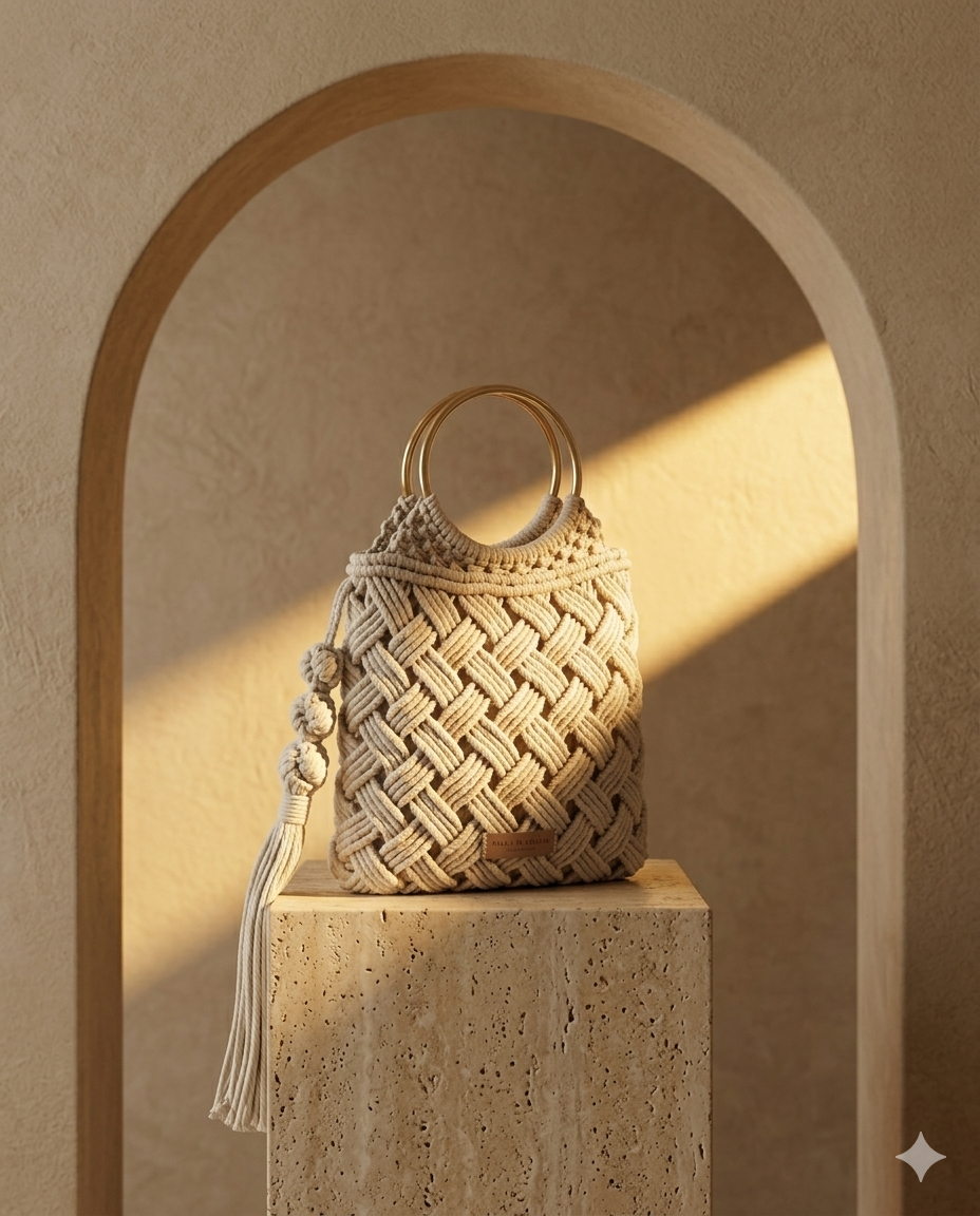 Mini Sac Ivoire Tresse Anse Or