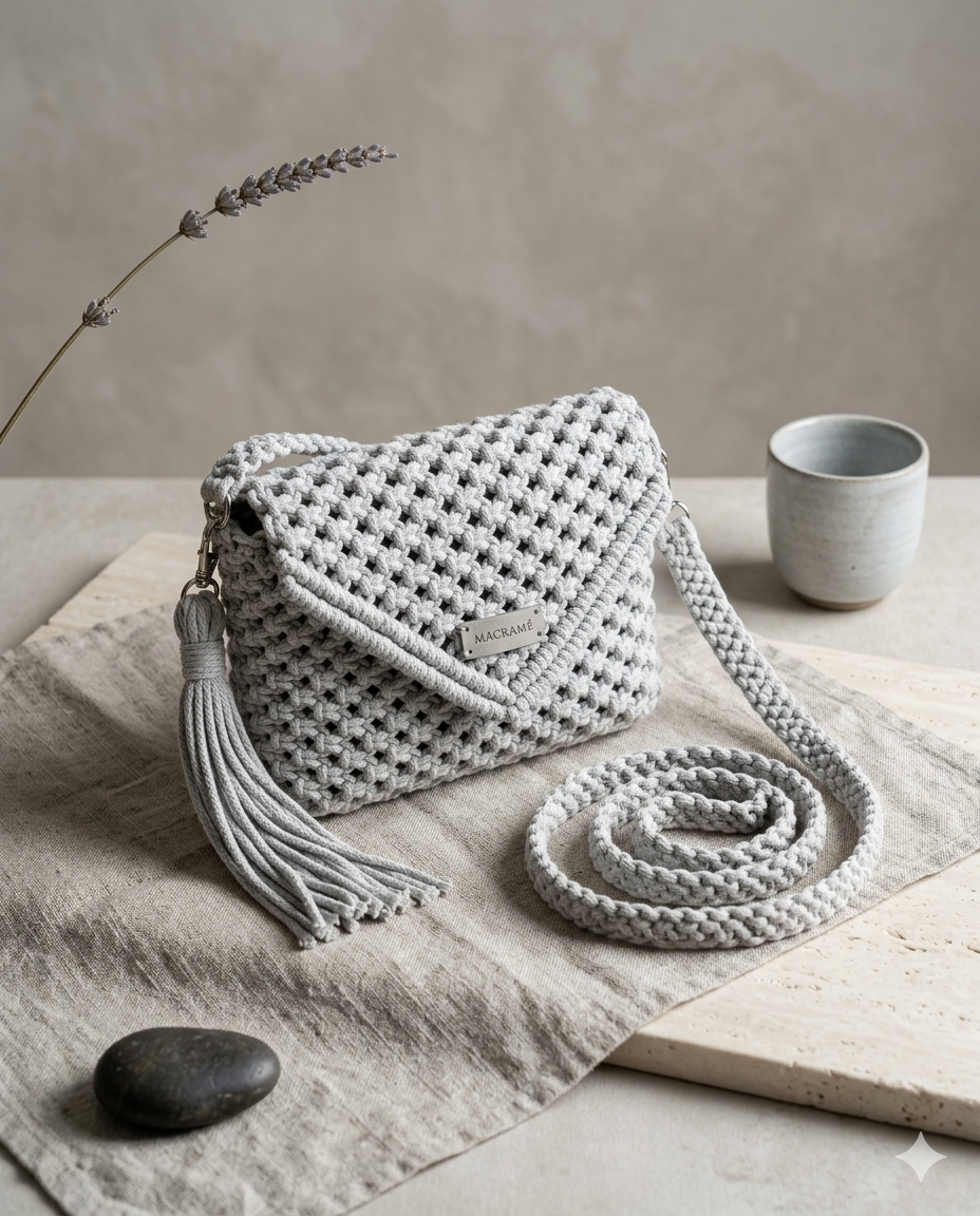 Pochette Grise Envelope a Pampille