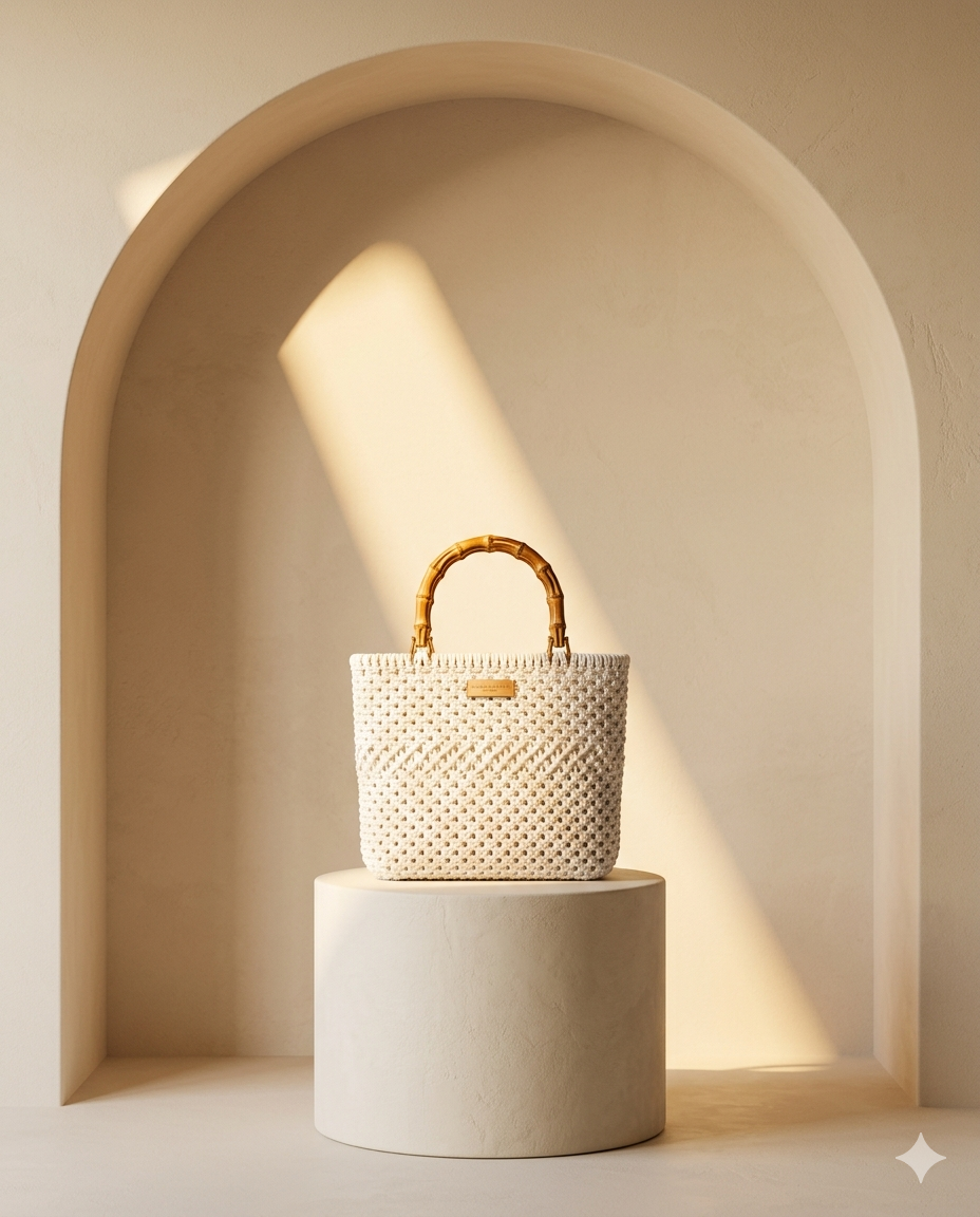 Tote Blanc Anses Bambou — vue 2