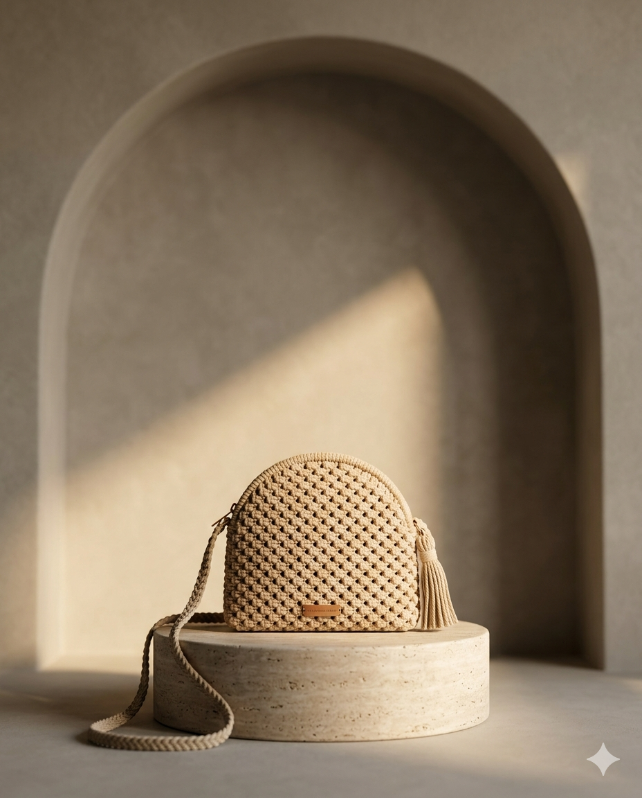 Crossbody Dome Beige a Pampille